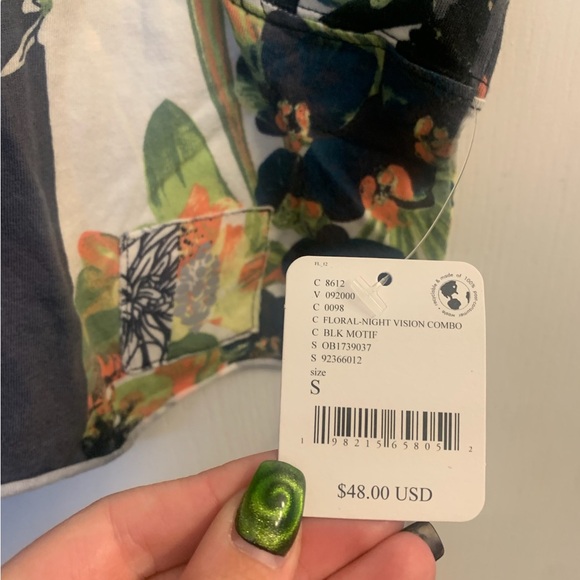 Free People Inspire Printed Striped Floral Boxy Cropped Tank Top Size Small NWT - Picture 4 of 5